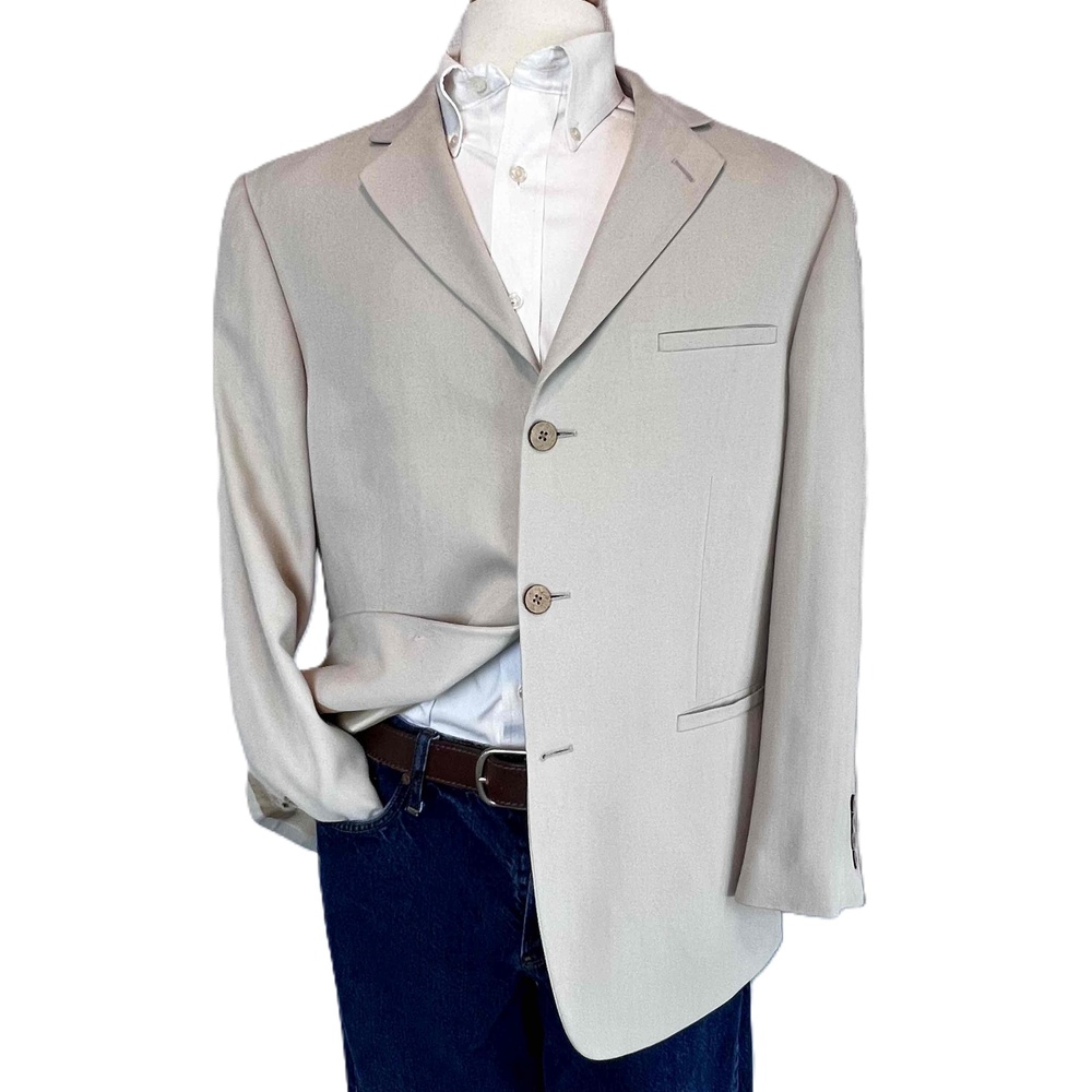 Joseph & Feiss Light Grey‎ 42S Three-Button 100% Silk Light Grey Suit Jacket